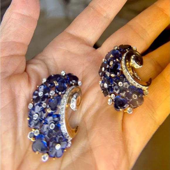 1949 Alfred Philippe for Trifari faux sapphire fruit salad clip brooch.Pristine - Picture 4 of 7